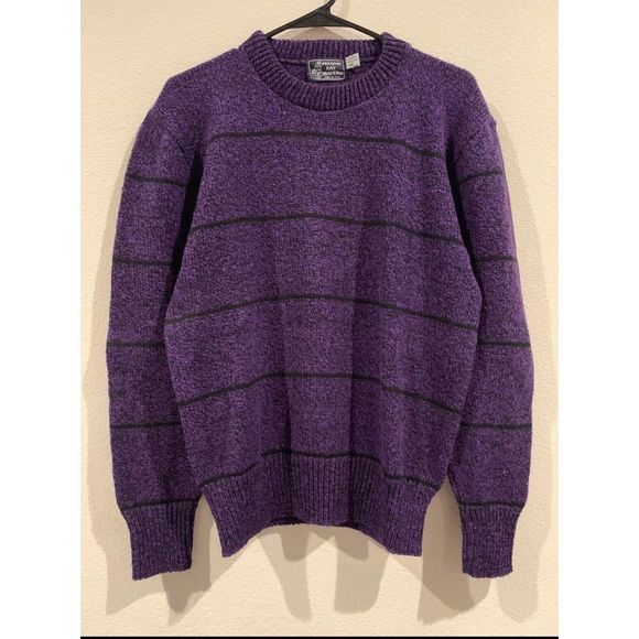 Black Sweaters - Peconic Bay Sweater - Purple & Black Stripe